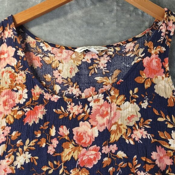 American Eagle Women’s S Floral Dress Navy Pink Sleeveless Boho Cottagecore - Picture 7 of 9